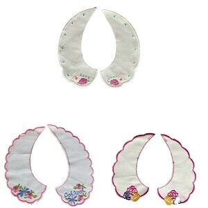 New Vintage Child Baby Scalloped Embroidered OshKosh Peter Pan Collars Set of 3